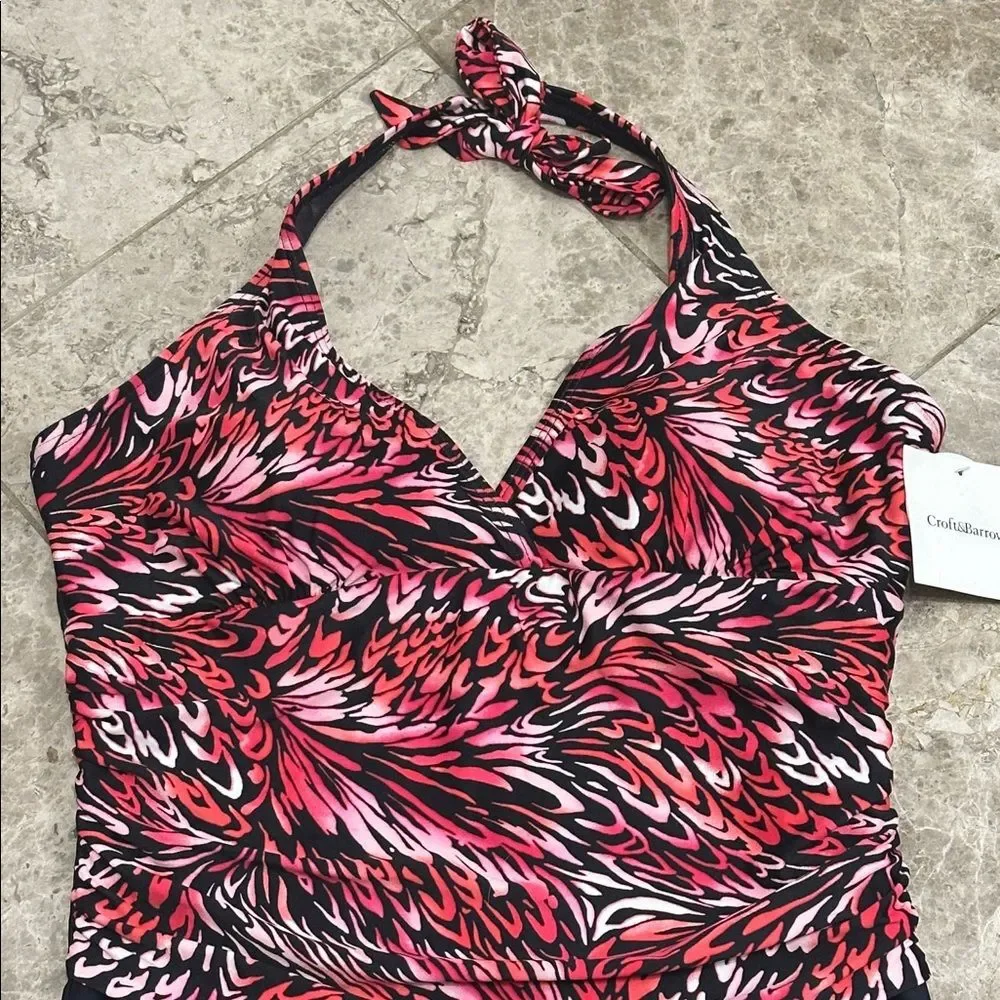 Croft & Barrow Body Sculptor 1pc Halter Swimsuit Tummy Control NEW Size 16